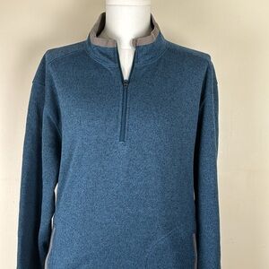 Life Is Good Sweater Men’s XL Blue 1/4 Zip Mock Neck Long Sleeves Pullover